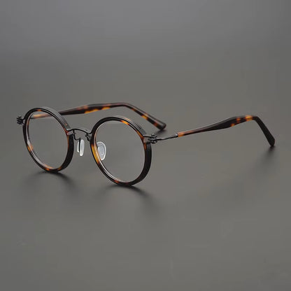 Japanese Handmade Ultralight Titanium Retro Round Prescription Glasses Frame frame detail