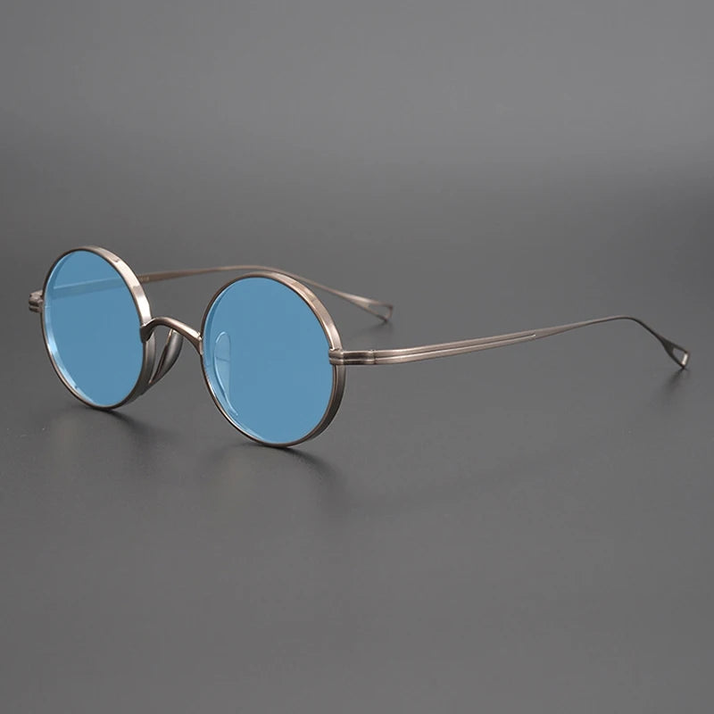 Ultra-Light Pure Titanium Polarised Vintage Small Round Sunglasses - Bronze