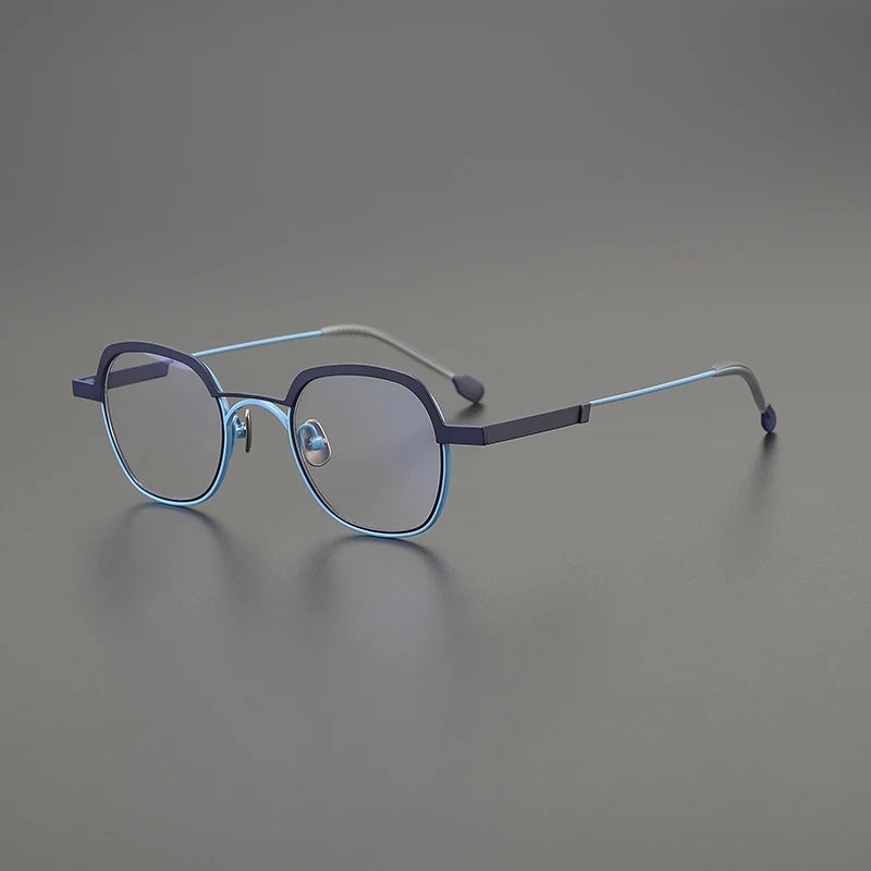 Titanium Mustard Geometric Eyeglasses