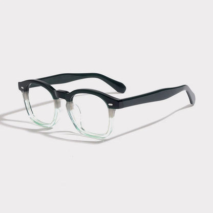 Acetate Amber Square Eyeglasses | Handmade Retro Optical Frames – CINILY UK lens detail