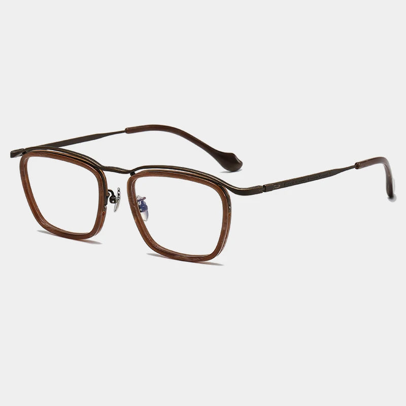 Titanium Acetate Square Prescription Eyeglasses | Affordable Retro Rx Glasses – CINILY UK - Walnut