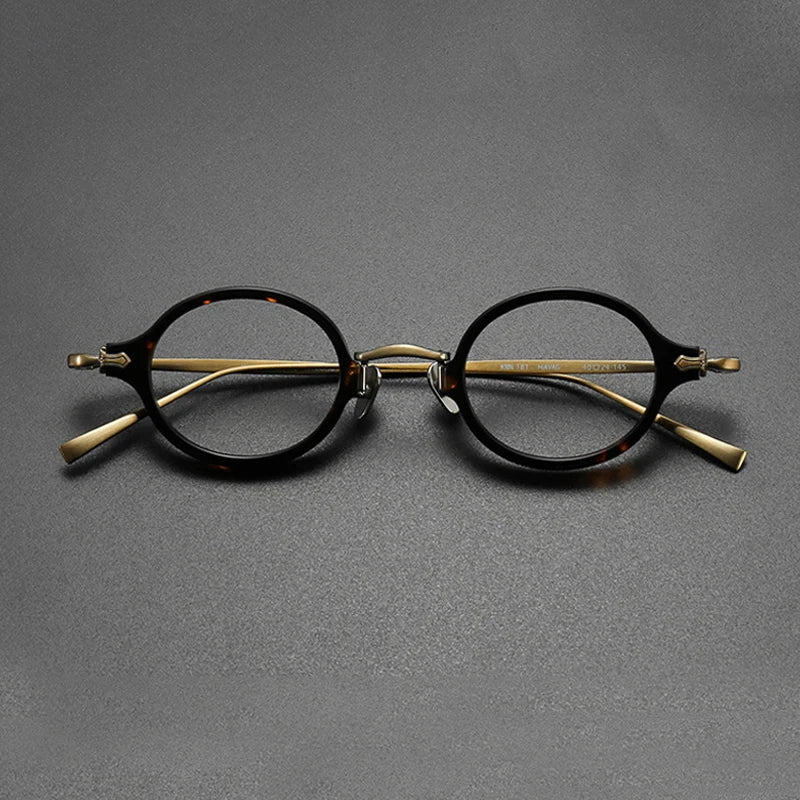 Ultra-Light Acetate and Titanium Retro Round Small Optical Glasses Frame