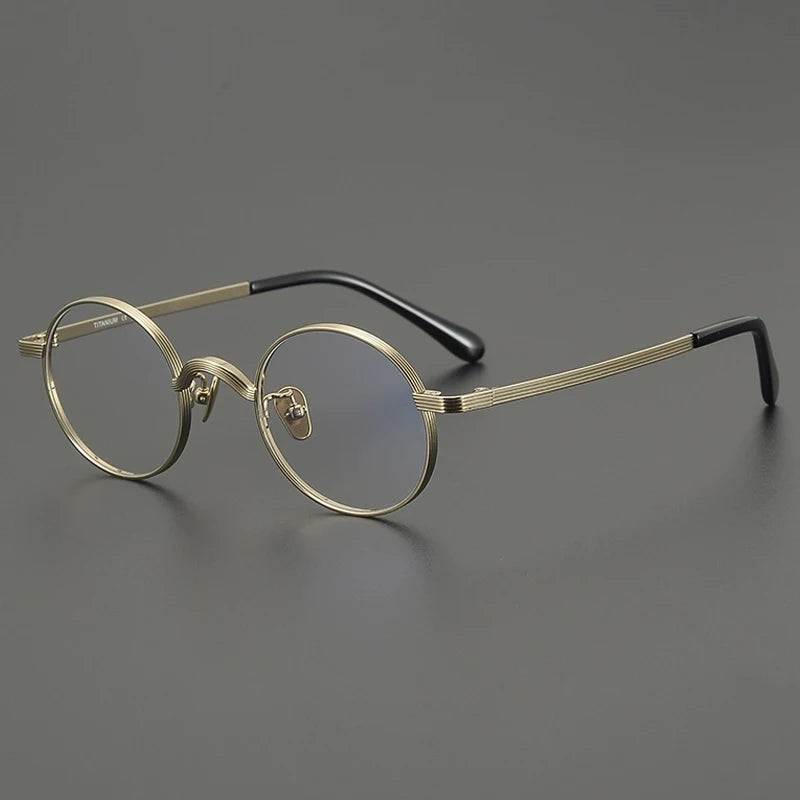 Titanium Antique Round Prescription Eyeglasses | Lightweight Optical Frame for Rx Lenses – CINILY UK - Gold