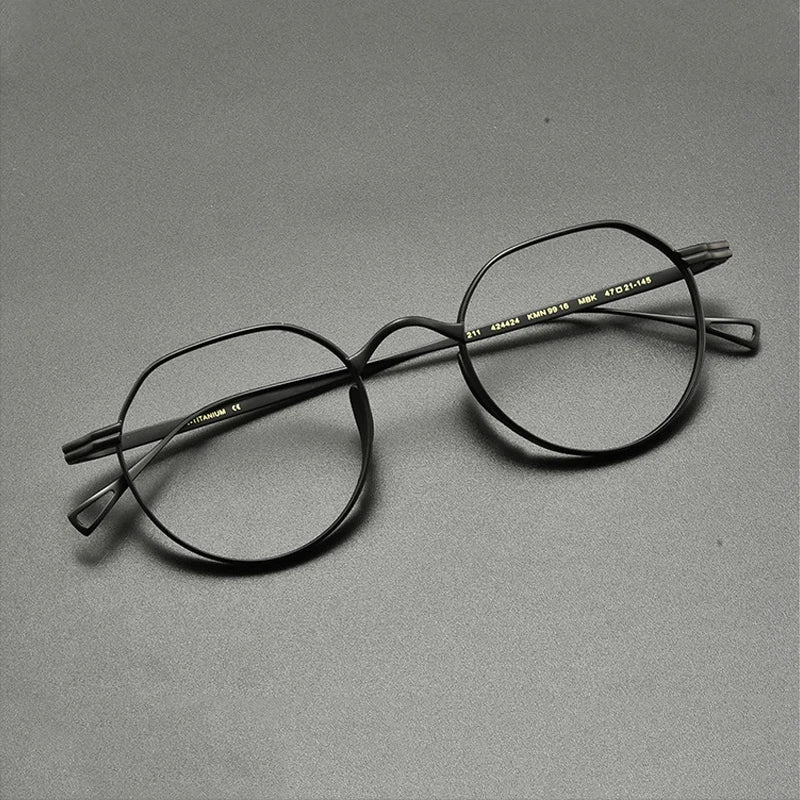 Vintage Titanium Round Optical Glasses Frame Small Fit - Black