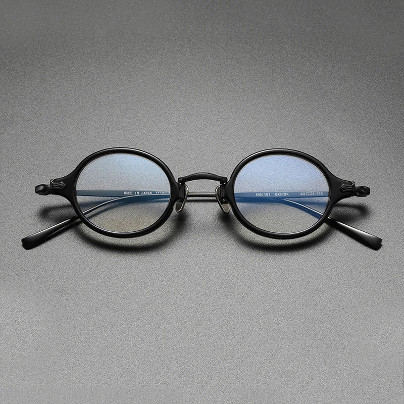 Ultra-Light Acetate and Titanium Retro Round Small Optical Glasses Frame frame detail