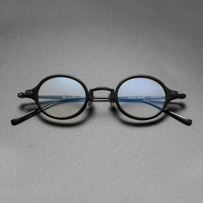 Ultra-Light Acetate and Titanium Retro Round Small Optical Glasses Frame frame detail