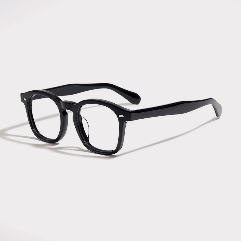Acetate Amber Square Eyeglasses | Handmade Retro Optical Frames – CINILY UK - Black