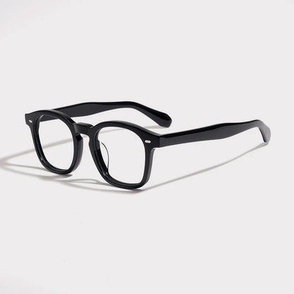 Acetate Amber Square Eyeglasses | Handmade Retro Optical Frames – CINILY UK frame detail