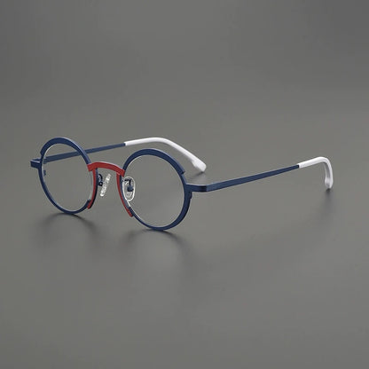 Titanium Colour-Block Round Prescription Eyeglasses | Lightweight Designer Rx Glasses – CINILY UK front view