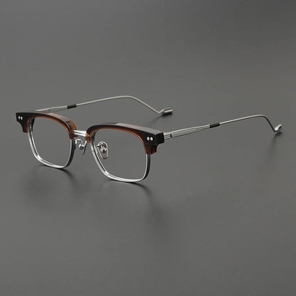 Korean Titanium Acetate Browline Square Prescription Eyeglasses | Optical Frame for Rx Lenses – CINILY UK front view