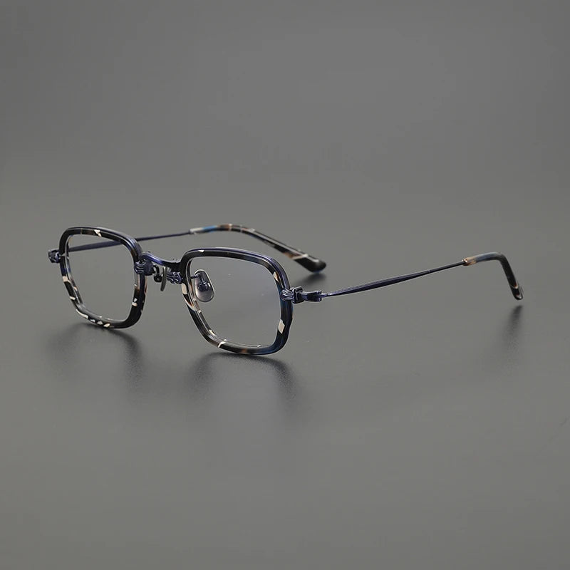 Titanium Acetate Two-Tone Square Prescription Eyeglasses | Lightweight Designer Rx Glasses – CINILY UK - Blue
