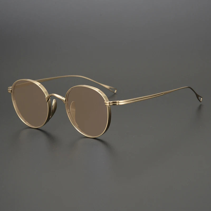 Ultra-Light Pure Titanium Polarised Sunglasses | Vintage Round - Gold