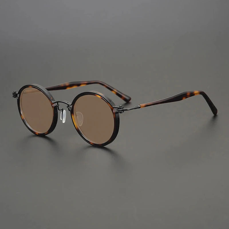 Vintage Round Polarised Sunglasses with UV400 Protection and Titanium Detail