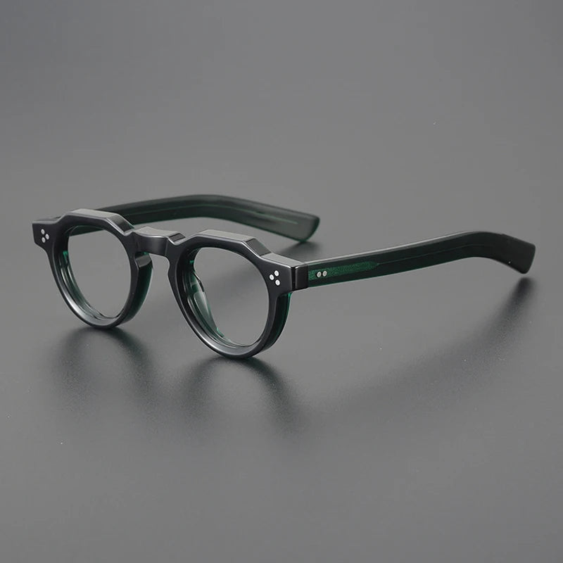 Vintage Small Round Acetate Glasses Frame | Prescription-Ready - Green