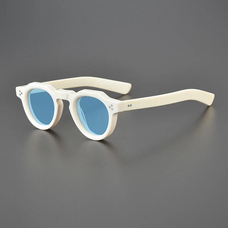 Vintage Polarised Acetate Sunglasses with UV400 Protection and a Small Fit - Milky