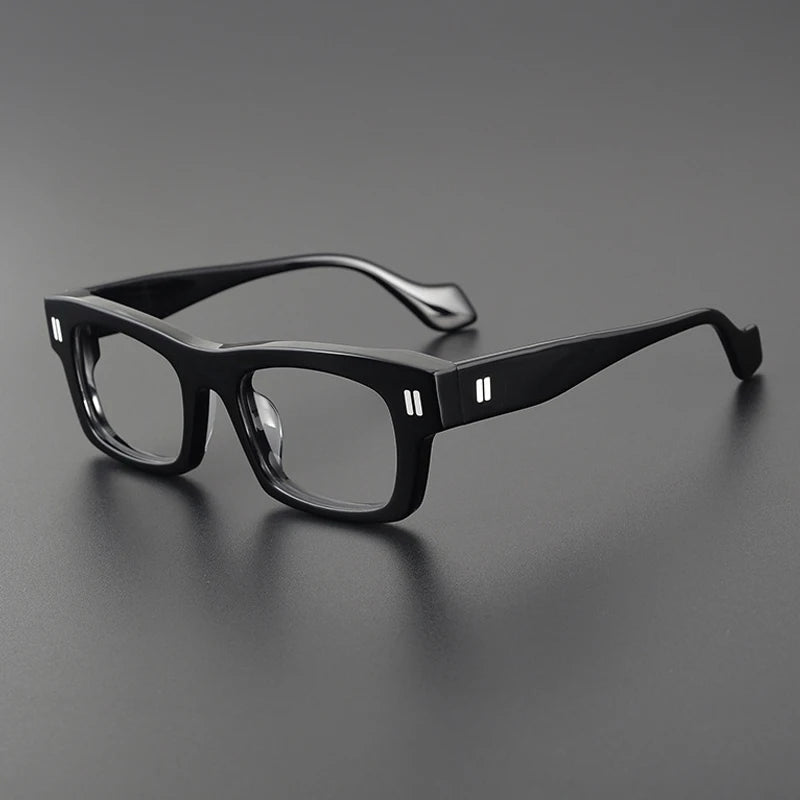 Acetate Chunky Square Prescription Eyeglasses | Bold Retro Optical Frame for Rx Lenses – CINILY UK - Black