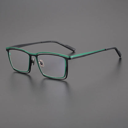 Titanium Electric Blue Square Prescription Eyeglasses | Bold Lightweight Rx Glasses – CINILY UK frame detail
