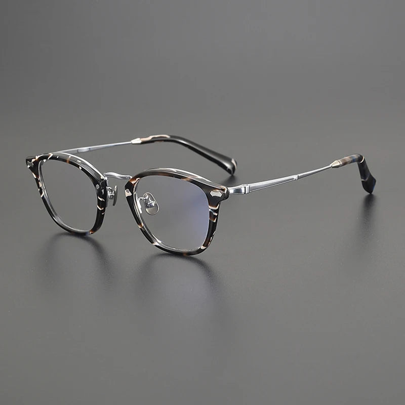 Titanium Acetate Square Prescription Eyeglasses | Ultra-Light Designer Rx Glasses – CINILY UK - Tortoise-silver