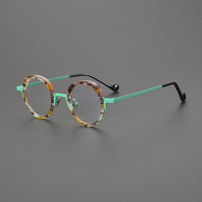 Titanium Colour-Accent Round Prescription Eyeglasses | Ultra-Light Designer Rx Glasses – CINILY UK - Aqua Blue