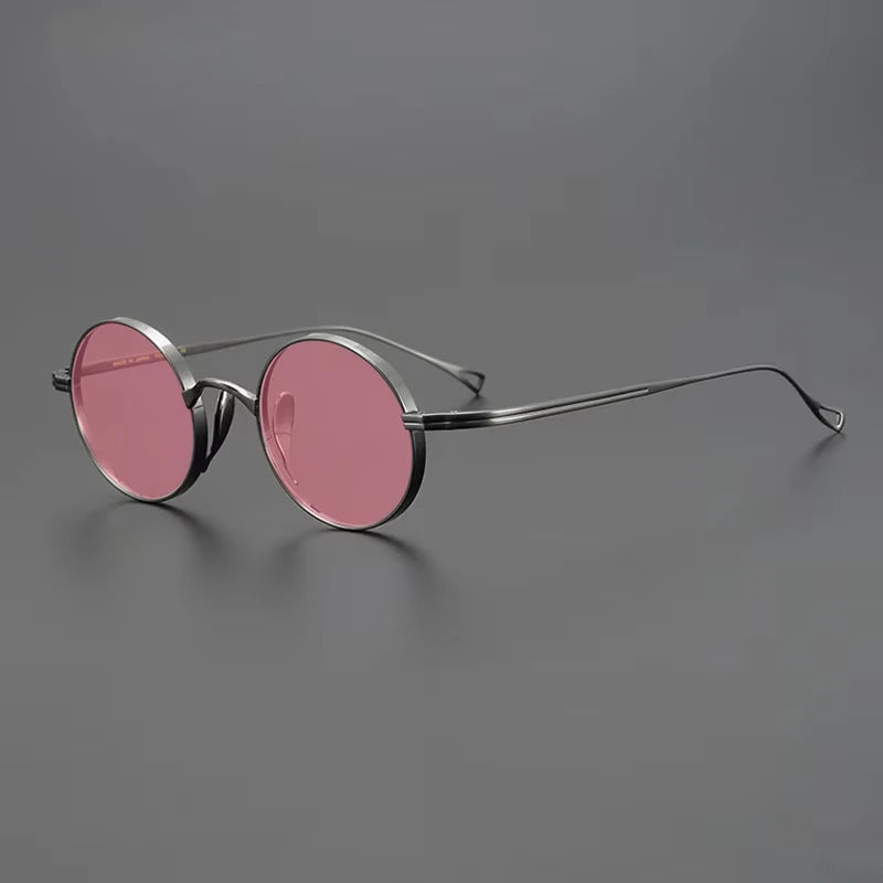 Ultra-Light Pure Titanium Polarised Vintage Small Round Sunglasses - GUNMETAL