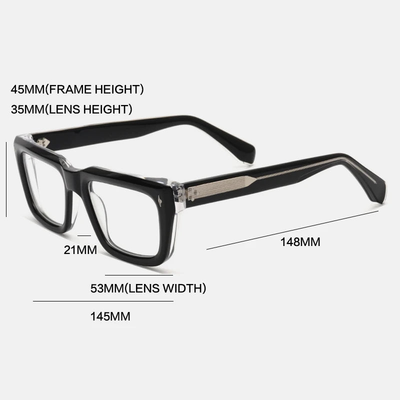 Vintage Thick Acetate Square Prescription Eyeglasses Frame