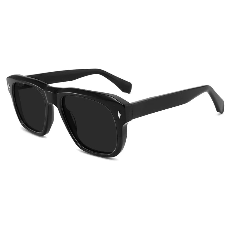 Vintage Polarised Acetate Sunglasses UV400 with a Larger Fit - Black