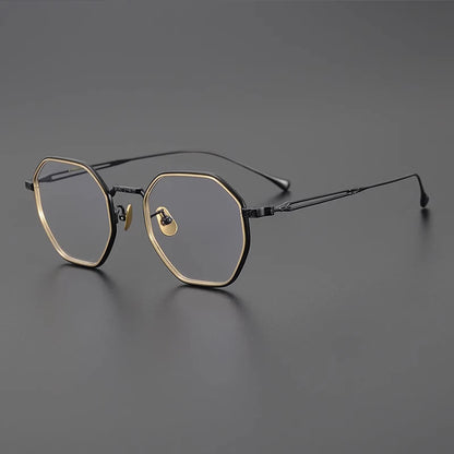 Japanese Titanium Blue Geometric Prescription Eyeglasses | Ultra-Light Optical Frame for Rx Lenses – CINILY UK front view