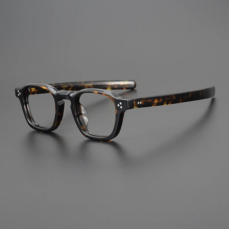 Vintage Small Round Acetate Glasses Frame | Prescription-Ready - Square Tortoise