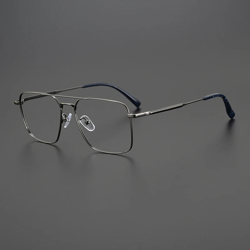 Alloy Geometric Pilot Prescription Eyeglasses | Lightweight Metal Rx Glasses – CINILY UK - GUNMETAL
