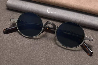 Retro Oval Polarised Sunglasses | Titanium Frame | Dark Brown additional product view