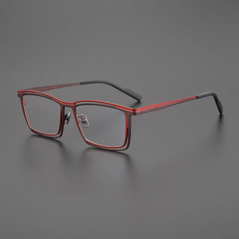 Titanium Electric Blue Square Prescription Eyeglasses | Bold Lightweight Rx Glasses – CINILY UK - Red