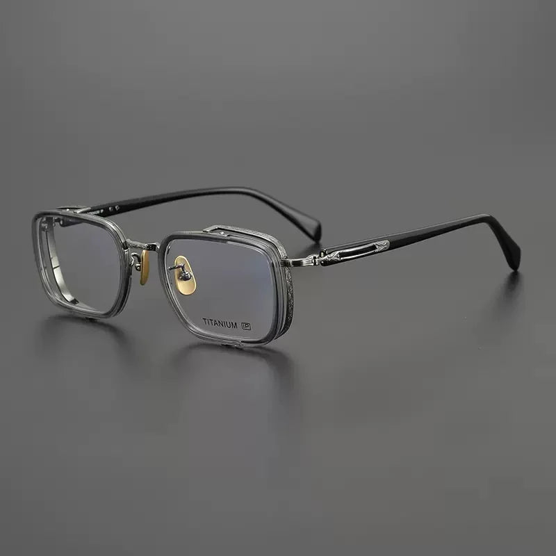 Acetate Titanium Crystal Square Prescription Eyeglasses | Retro Optical Frame for Rx Lenses – CINILY UK - Grey