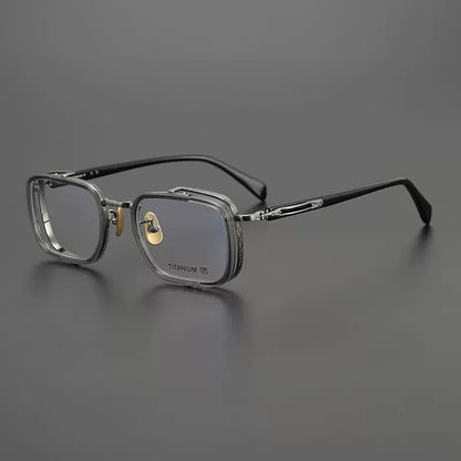 Acetate Titanium Crystal Square Prescription Eyeglasses | Retro Optical Frame for Rx Lenses – CINILY UK lens detail