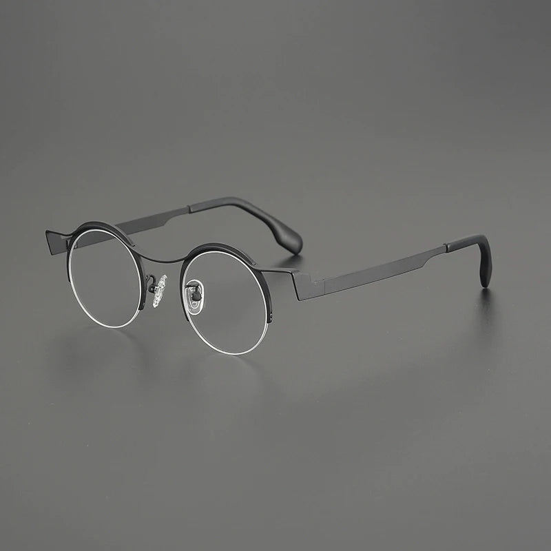 Titanium Artistic Round Prescription Eyeglasses | Colourful Lightweight Rx Glasses – CINILY UK - Black