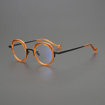 Titanium Colour-Accent Round Prescription Eyeglasses | Ultra-Light Designer Rx Glasses – CINILY UK lens detail