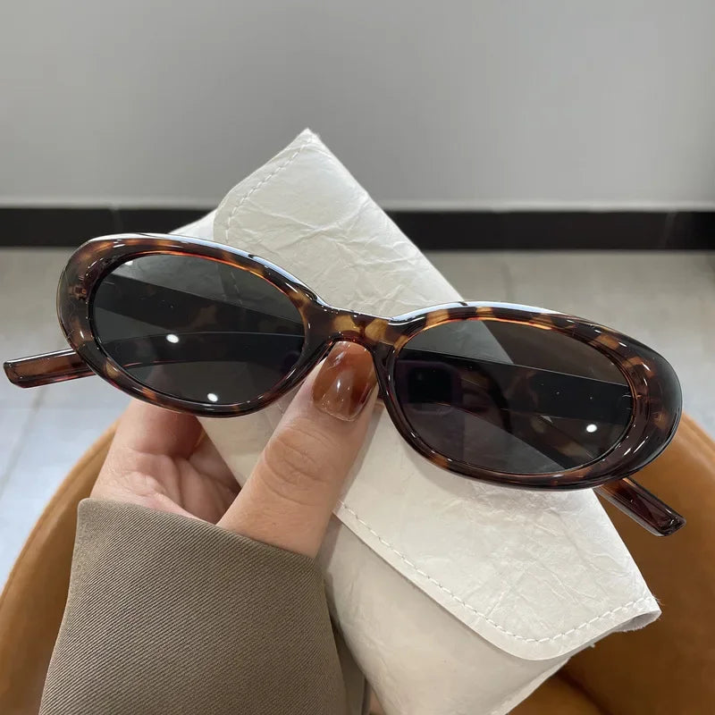 Plastic Cream Oval UV400 Sunglasses