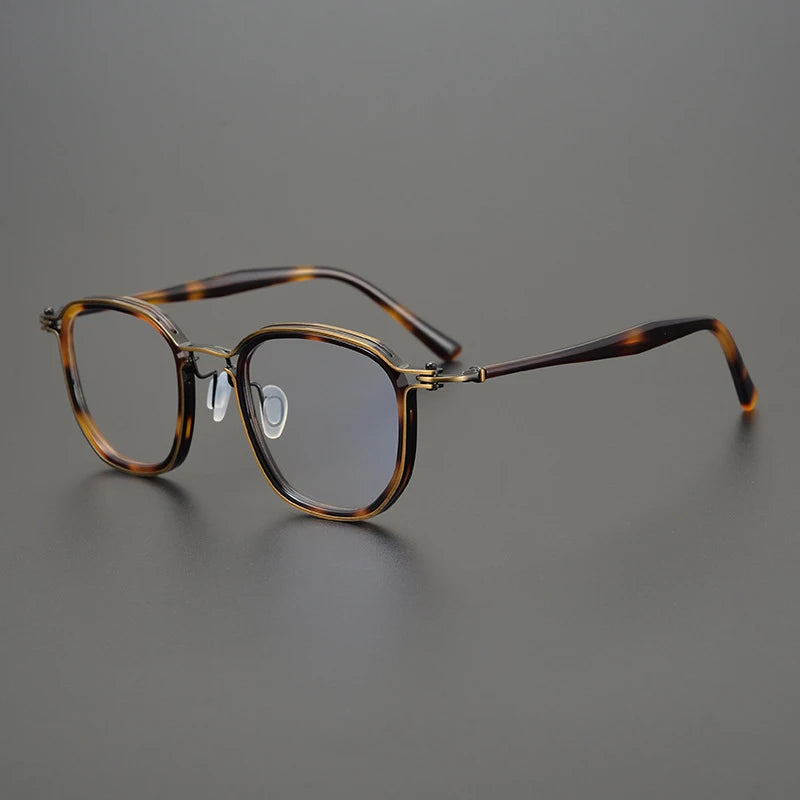 Titanium Acetate Patchwork Square Eyeglasses
