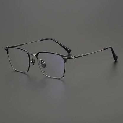 Titanium Large Square Prescription Eyeglasses | Ultra-Light Optical Frame for Rx Lenses – CINILY UK front view