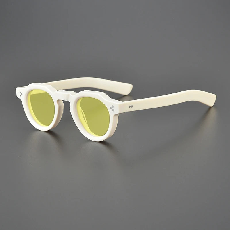 Vintage Polarised Acetate Sunglasses with UV400 Protection and a Small Fit - Milky