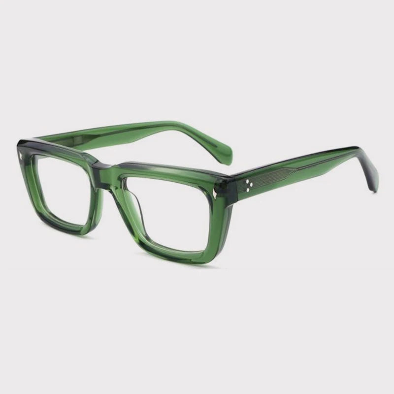 Vintage Thick Acetate Square Prescription Eyeglasses Frame - Green