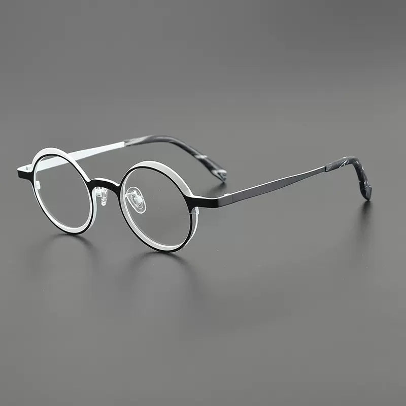 Titanium Colour-Accent Round Prescription Eyeglasses