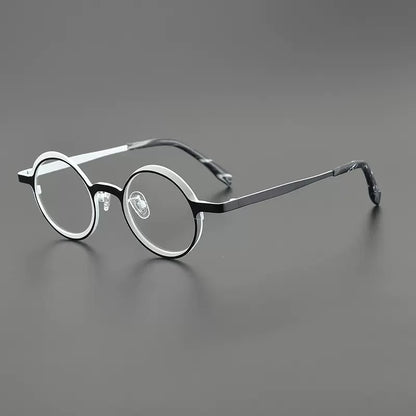 Titanium Colour-Accent Round Prescription Eyeglasses | Creative Lightweight Rx Glasses – CINILY UK