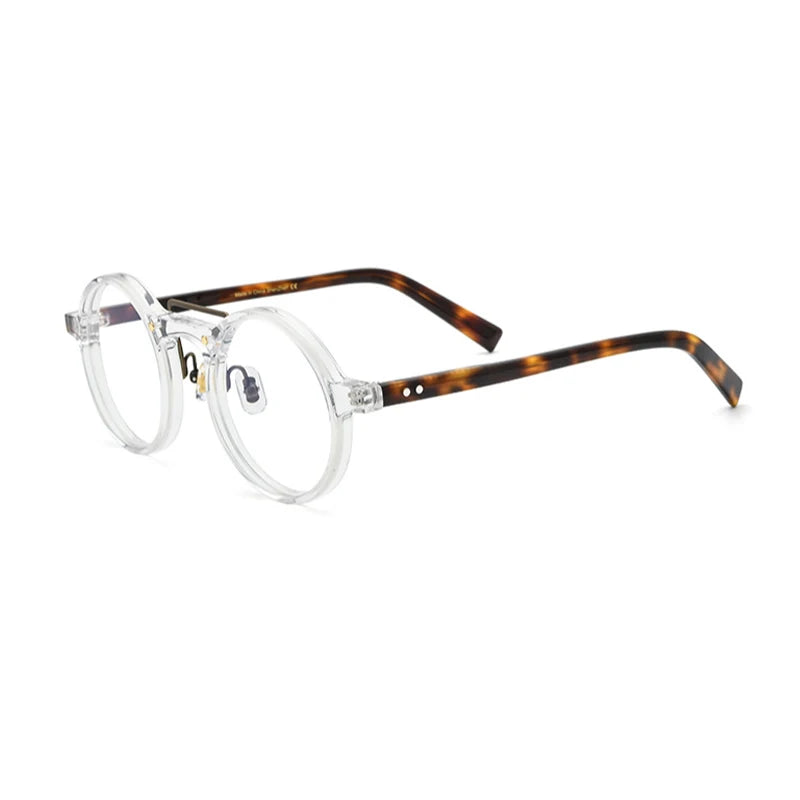 Acetate Mosaic Round Prescription Eyeglasses | Retro Optical Frame for Rx Lenses – CINILY UK - Transparent