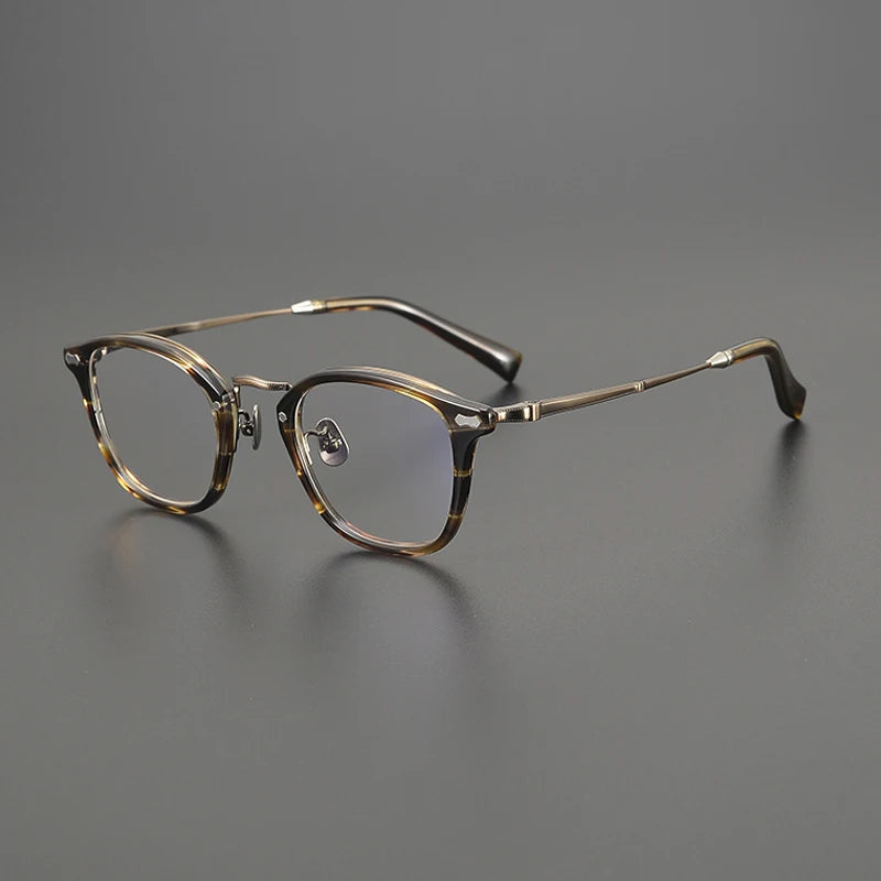 Titanium Acetate Square Prescription Eyeglasses | Ultra-Light Designer Rx Glasses – CINILY UK - Amber