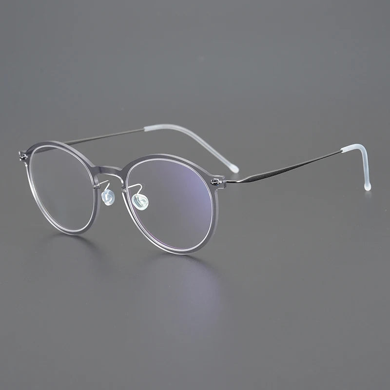 Titanium Transparent Round Eyeglasses | Ultra-Light Minimal Optical Frames – CINILY UK - Gray