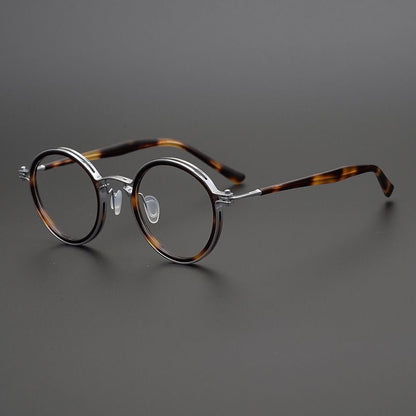 Japanese Handmade Ultralight Titanium Retro Round Prescription Glasses Frame side view
