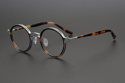Japanese Handmade Ultralight Titanium Retro Round Prescription Glasses Frame additional product view