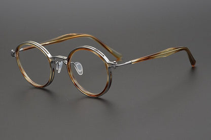 Japanese Handmade Ultralight Titanium Retro Round Prescription Glasses Frame additional product view