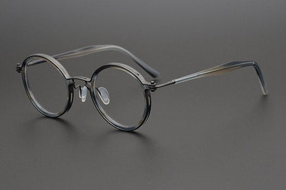 Japanese Handmade Ultralight Titanium Retro Round Prescription Glasses Frame additional product view