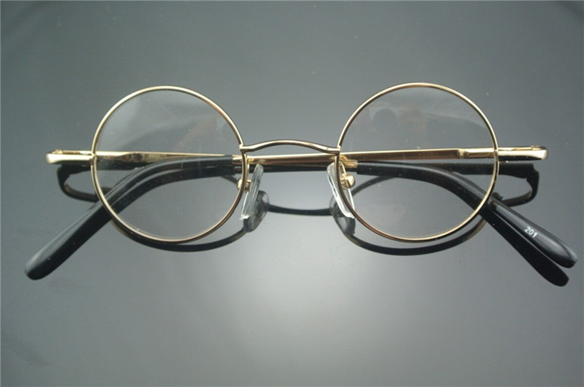 Vintage 38mm Small Round John Lennon Style Metal Eyeglass Frames with Spring Hinges
